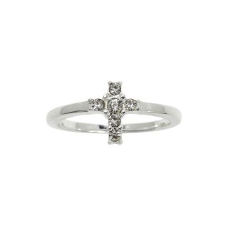Bridge Jewelry Clear Crystal Mini Cross Ring