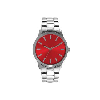 Womens Pink Dial Silver Tone Bracelet Watch, Red