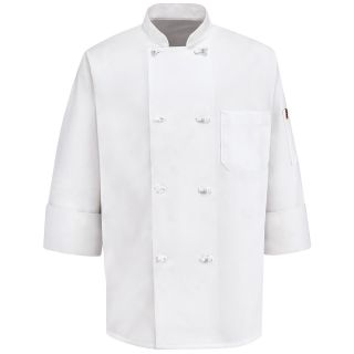Chef Designs 8 Knot Button Chef Coat, White