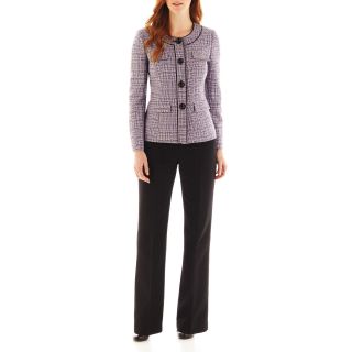 Lesuit Le Suit Tweed Jacket Pant Suit, Purple, Womens