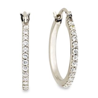 DiamonArt Sterling Silver Cubic Zirconia Hoop Earrings, Womens