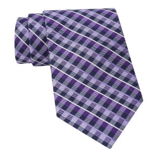 Stafford Proper Plaid Tie, Purple, Mens