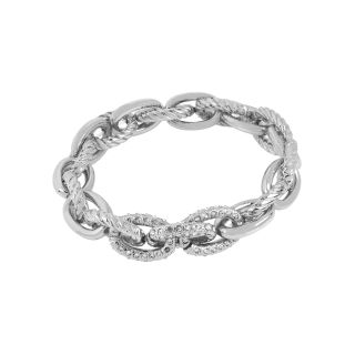 Worthington Silver Tone Stretch Link Crystal Bracelet, Gray