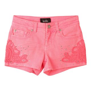 by&by Girl Crochet Trim Shorts   Girls 7 16, Pink, Girls