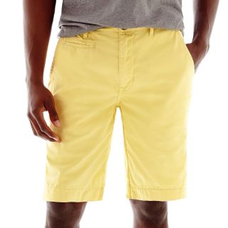 ARIZONA Solid Twill Shorts, Yellow, Mens