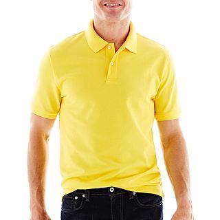 St. Johns Bay Solid Pique Polo Shirt, Yellow, Mens