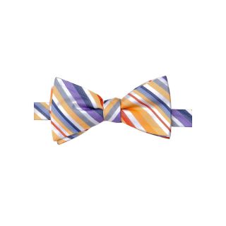Stafford Finch Grid Striped Pre Tied Bow Tie, Yellow, Mens