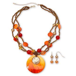 MIXIT Mixit Orange Coral Shell Necklace & Earrings Set