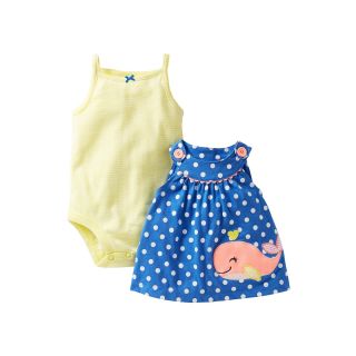 Carters 3 pc. Whale Dress & Romper Set   Girls newborn 24m, Blue, Blue