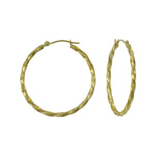 28mm 14K Gold Textured Hoop Earrings, Womens