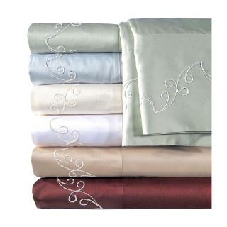 American Heritage 500tc Egyptian Cotton Sateen Embroidered Scroll Sheet Set,
