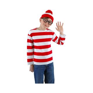 Where s Waldo Child Costume Kit, Red/White, Boys