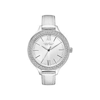 Caravelle New York Womens Slim Leather Strap Watch