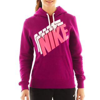 Nike Fleece Stacked Pullover Hoodie, Red, Womens