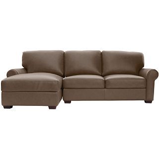 Leather Possibilities Roll Arm Sofa/Chaise Sectional, Mink