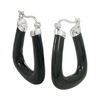Genuine Onyx Square Hoop Earrings, Womens