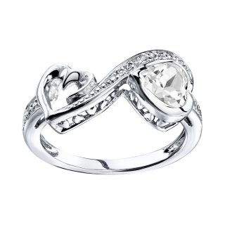 Love Grows Lab Created White Sapphire & White Topaz Heart Ring, Womens