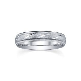 Wedding Band, Womens 4mm Sterling Silver, White