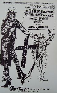 Johnny Johnson (Original Broadway Theatre Window Card)