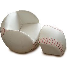Baseball Upholstered Chair with Ottoman