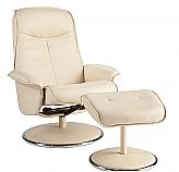 Recliner and Ottoman   French Vanilla Bonded Leather