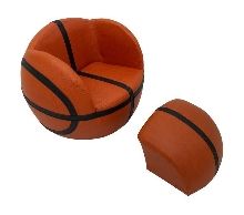 Basketball Upholstered Chair with Ottoman