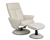 Mac Motion Euro Recliner and Ottoman in Snow Bonded Leather (Model