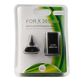 Rechargeable USB Battery Charge Pack for Xbox 360 Slim (Black)