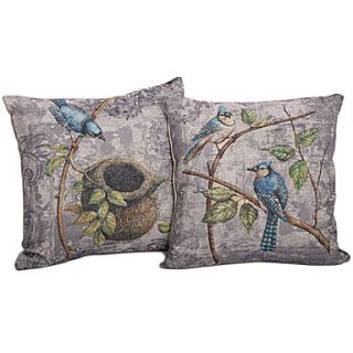 Set of 2 Classic Birds Cotton/Linen Decorative Pillow Cover