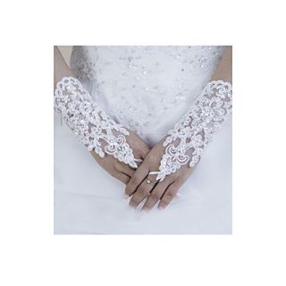 Lace Fingerless Wrist Length Wedding/Party Glove With Beading