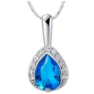 Fashion Water Drop Shape Alloy Womens Necklace With Rhinestone(1 Pc)(Red,Blue,Purple)