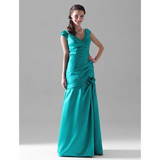 Trumpet/Mermaid V neck Floor length Satin Bridesmaid Dress