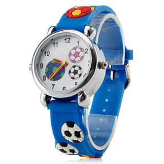 Childrens Football Style Silicone LED Analog Quartz Wrist Watch (Blue)