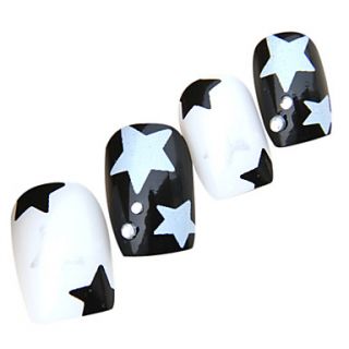 Two tone Five pointed star Style Nail Art Tips With Glue (24pcs)