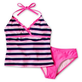 BREAKING WAVES Striped 2 pc. Swimsuit Girls 7 16 and Plus, Pink, Girls