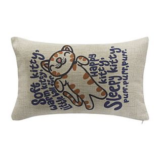 Soft Kitty Cotton/Linen Decorative Pillow Cover