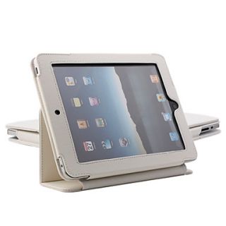 Protective Hard PU Leather Case Stand for Apple iPad (White)