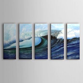 Hand Painted Oil Painting Landscape Sea with Stretched Frame Set of 5 1306 LS0325