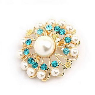 Attractive Alloy With Rhinestone/Pearl Flower Shaped Brooch(Random Color Delivery)