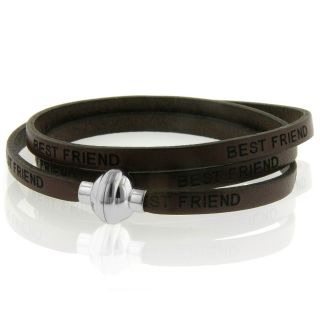 Best Friend Leather Wrap Bracelet Magnetic Clasp, Brown, Womens