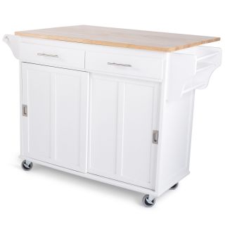 Sliding Door Kitchen Cart, White