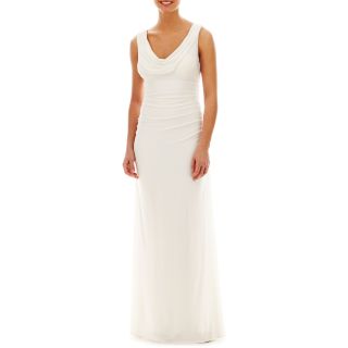 LILIANA Embellished Cowlneck Dress, Ivory