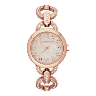 LIZ CLAIBORNE Womens Rose Tone & Crystal Bracelet Watch