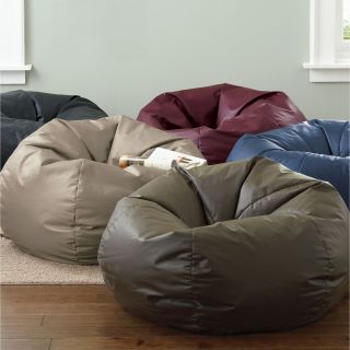 Oversized Leather Look Beanbag Chairs, Wine