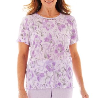 Alfred Dunner Provence Floral Print Accordion Knit Top