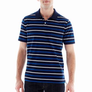 St. Johns Bay Bar Striped Polo Shirt, Navy Spaced Stripe, Mens