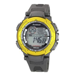 Armitron Pro Sport Mens Gray & Yellow Digital Chronograph Sport Watch