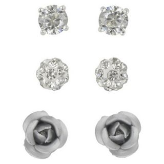 Womens Sterling Silver Button Earrings Crystal Fireball, Cubic Zirconia and