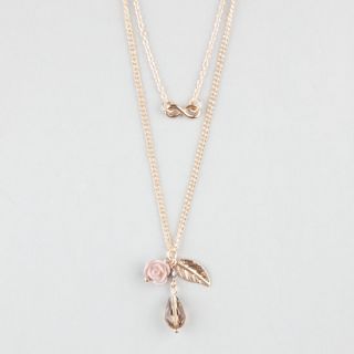 Infinity/Leaf/Rose 2 Row Necklace Gold One Size For Women 234153621
