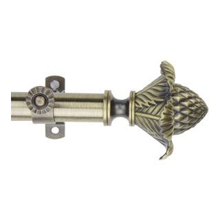 ROD DESYNE Curtain Rod with Bloom Finials, Antique Brass